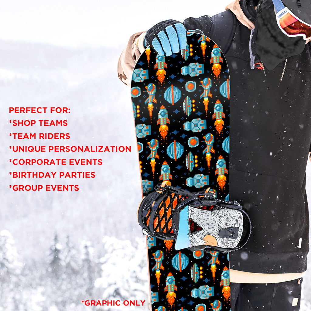 8 bit Galaxy Rocket Planet Snowboard Sticker Skin Cover G6575