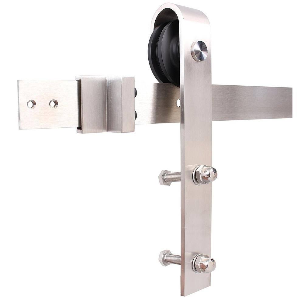 Gray Knotty Pine Wood Interior Sliding Barn Door with Hardware Kit O1628