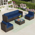 Navy Blue 6 Piece Patio Conversation Set Q5656