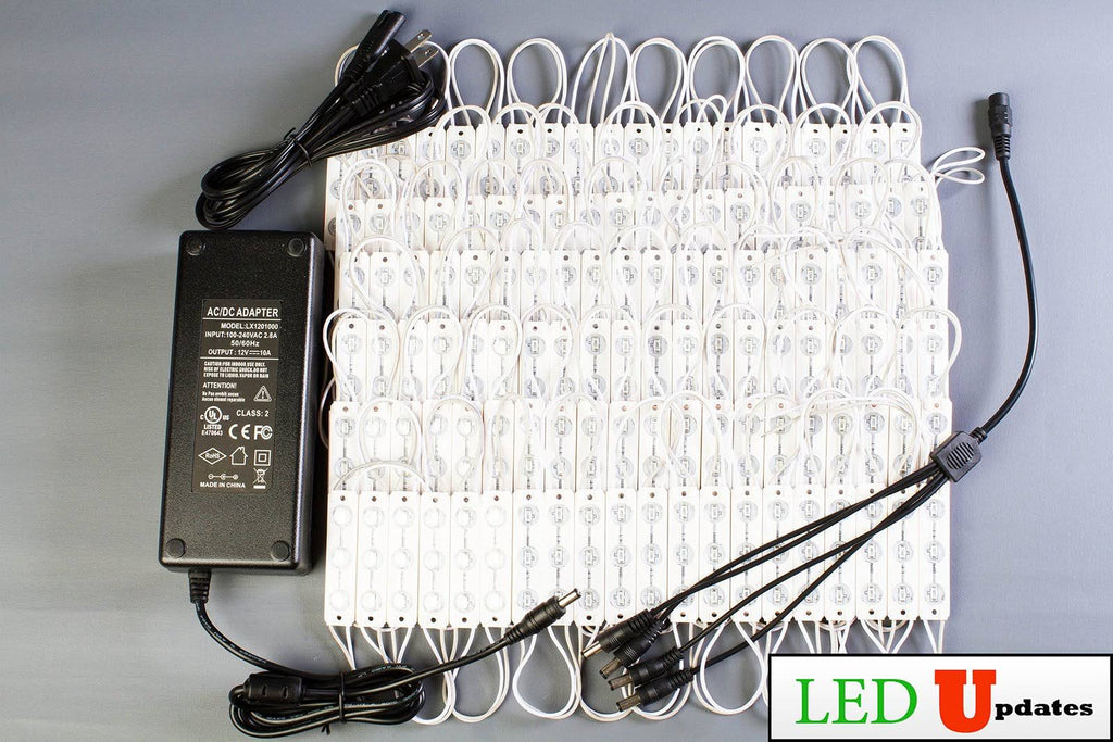 60ft Blue 5630 Injection LED Module with UL 12V AC Power Package P121