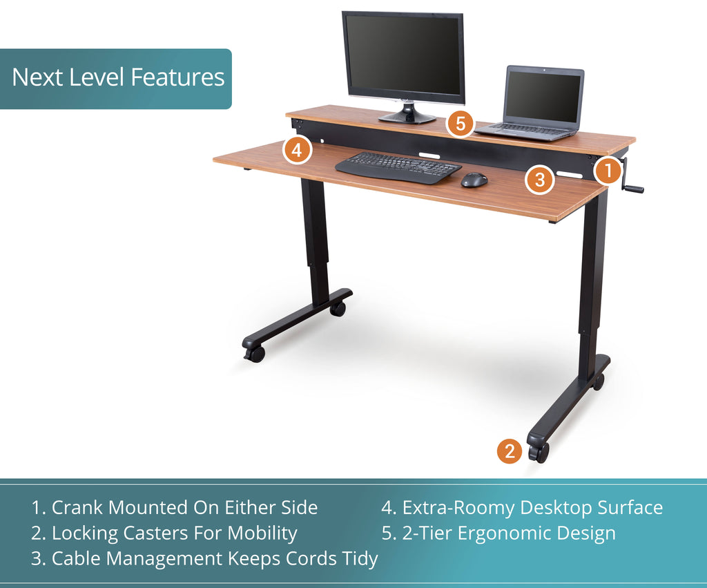 48-inch Crank Adjustable Height Stand Up Desk with Steel Frame B730