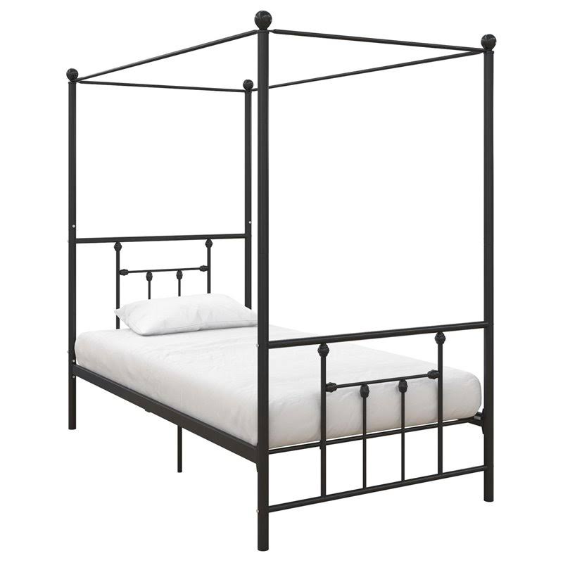 Twin Size Metal Canopy Bed Frame in Black U936