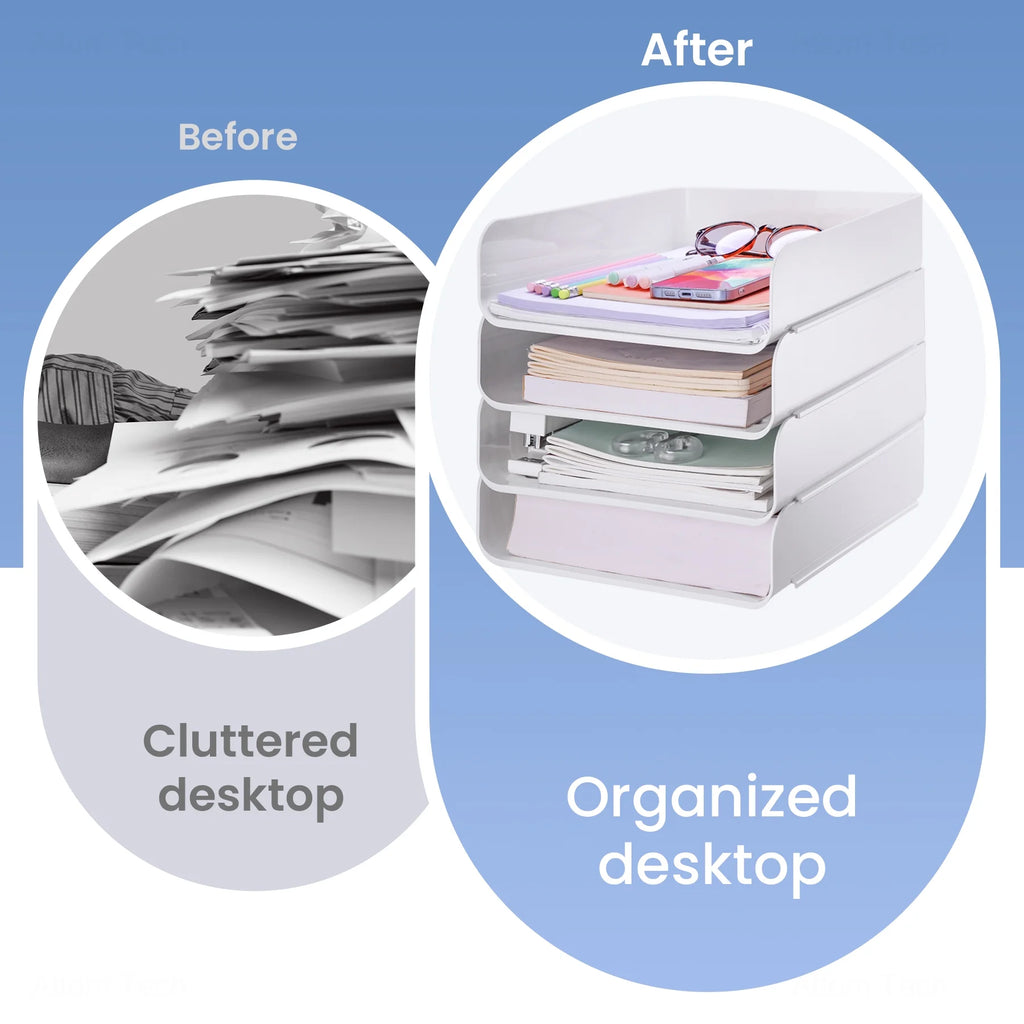 White Stackable Desk Letter Tray Set Z676