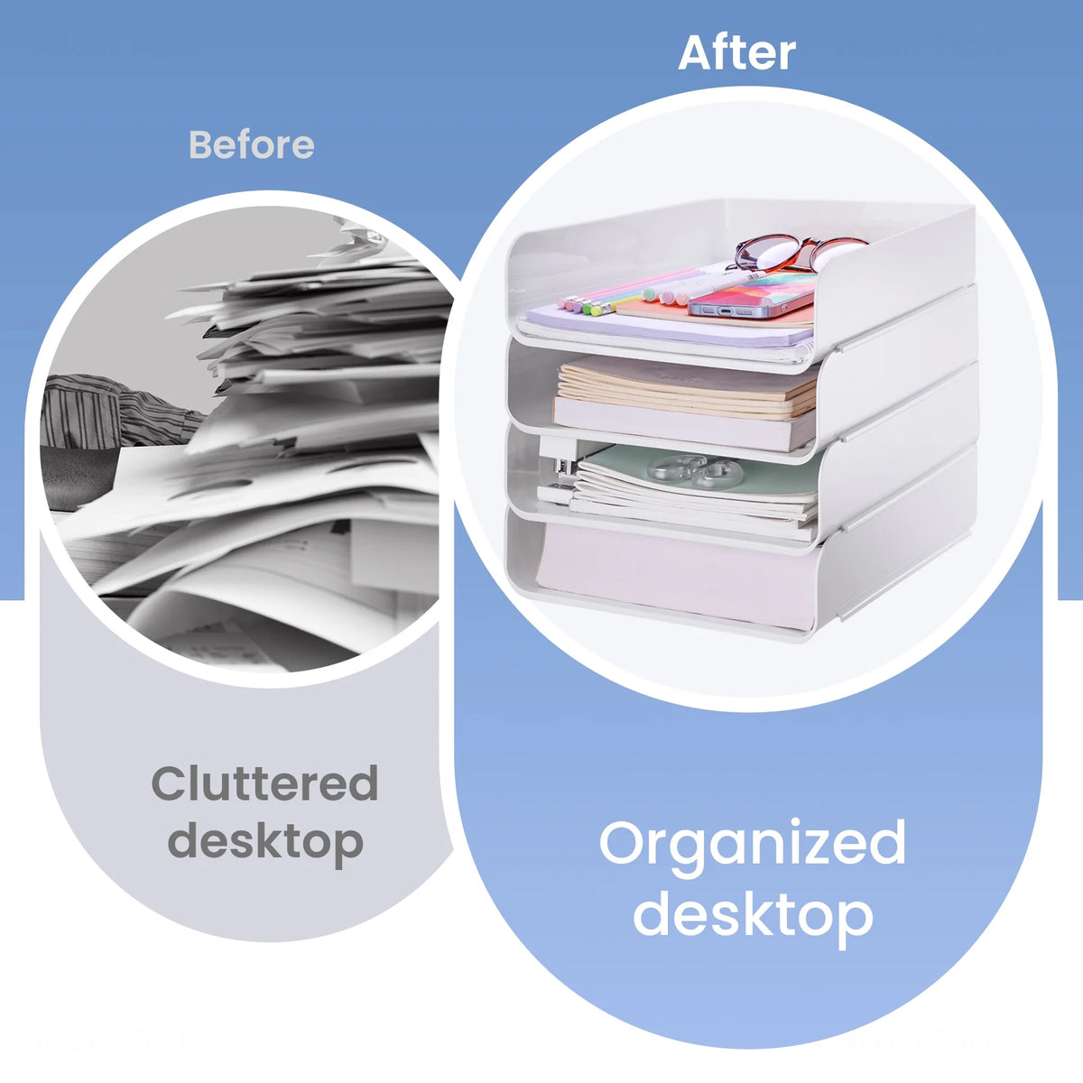 White Stackable Desk Letter Tray Set Z676