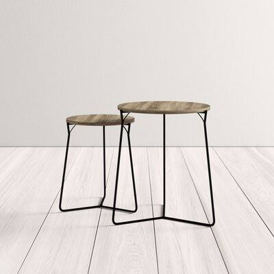 2 Piece Nesting Tables Light Gray I4346