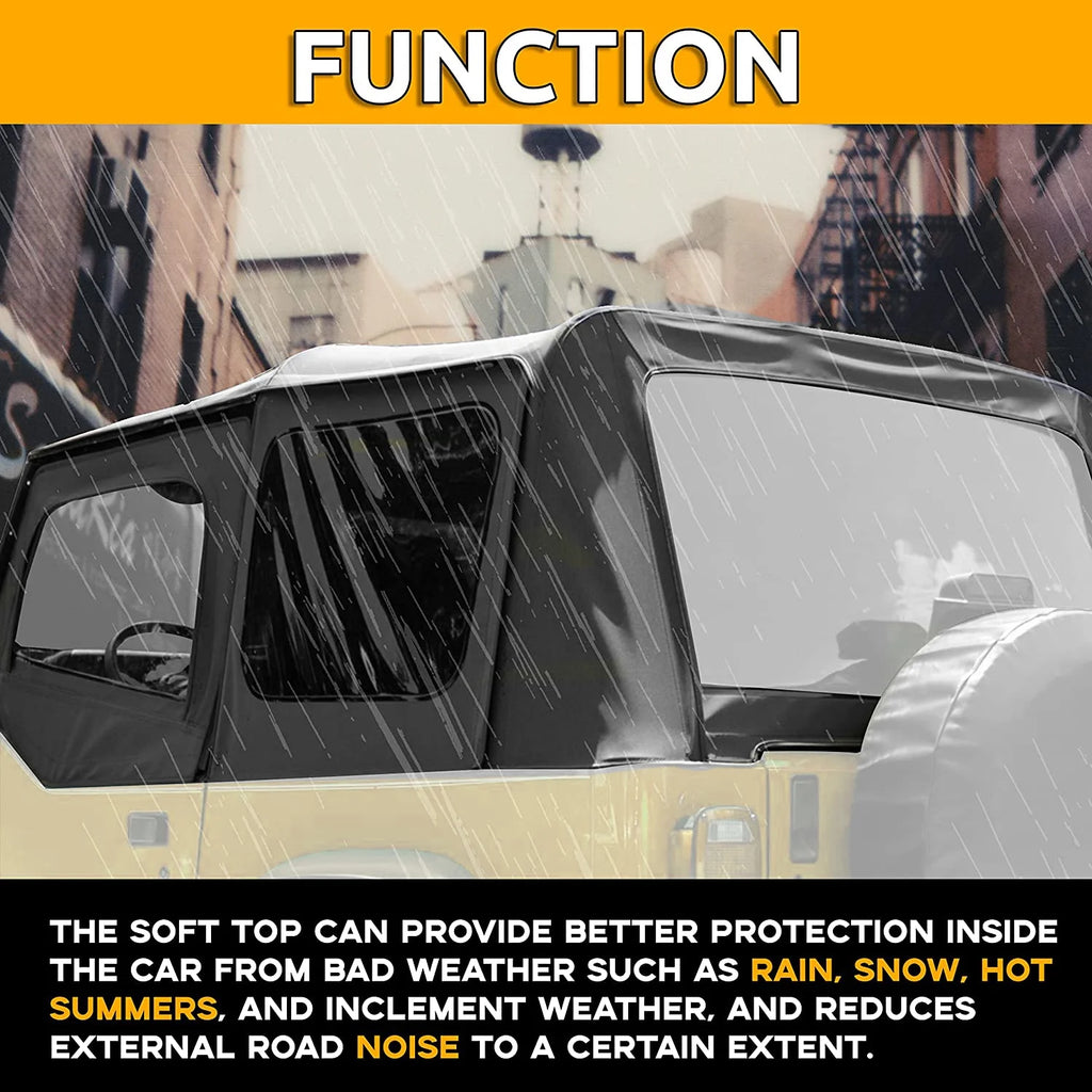 Convertible Soft Top Sailcloth for 1987-1995 Jeep Wrangler YJ Black 2 Door Q742025