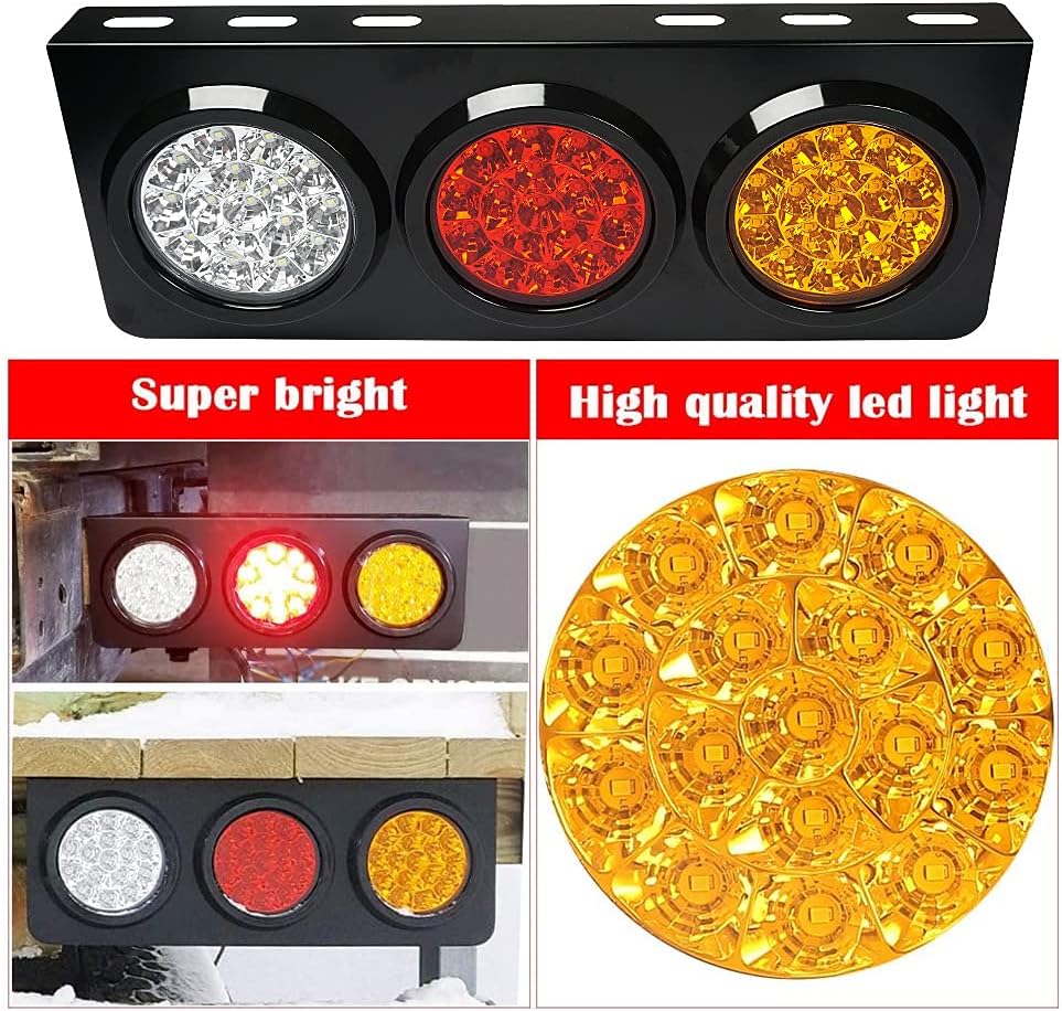 LED Truck Trailer Tail Lights with Iron Bracket Base, 48-LED, 2 PCS W7591