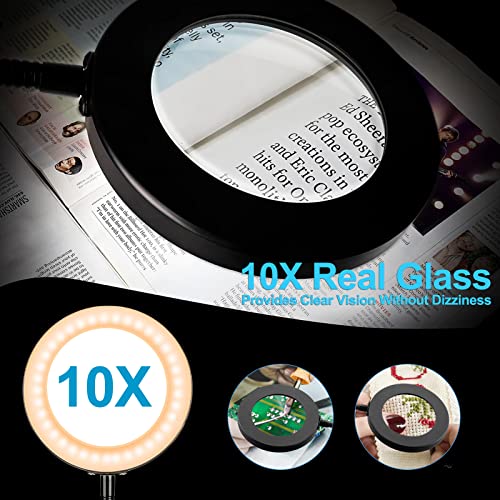 10X Magnifying Glass with Light and Stand, White U6932