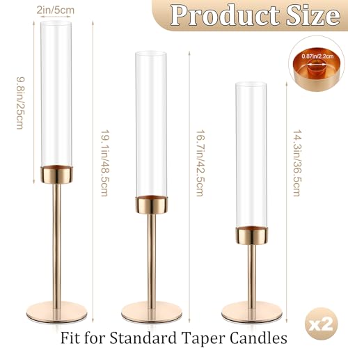Black Set of 6 Glass Taper Candle Holders T645
