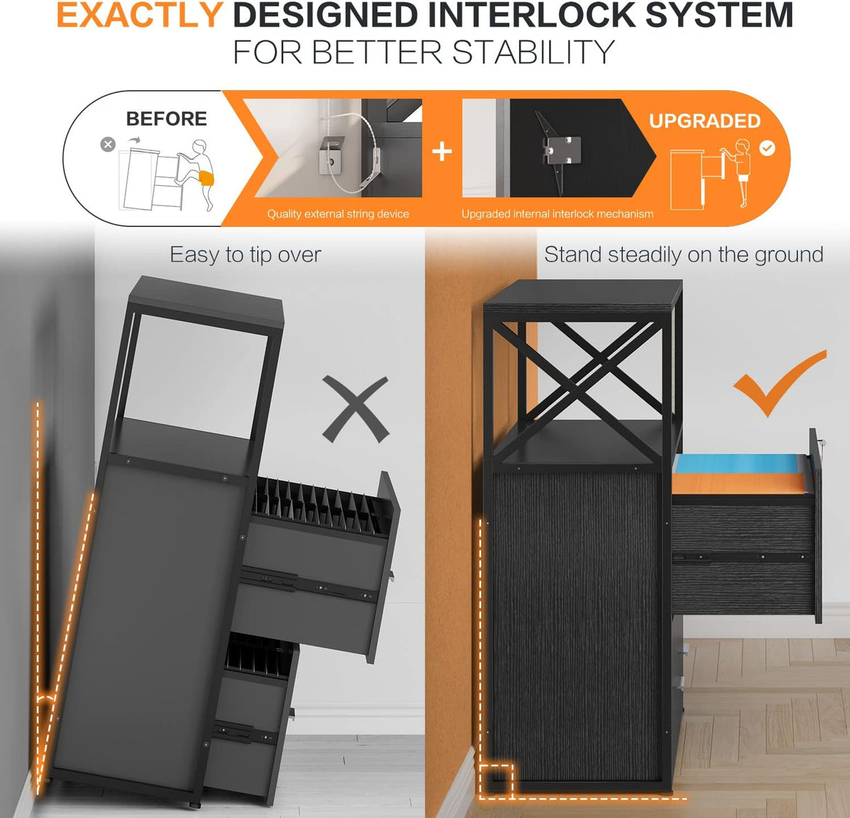 Lateral Filing Cabinet with 2 Drawers, Lockable Storage Cabinet, 31.5” L X 15.8”W X 40.6”H D69464