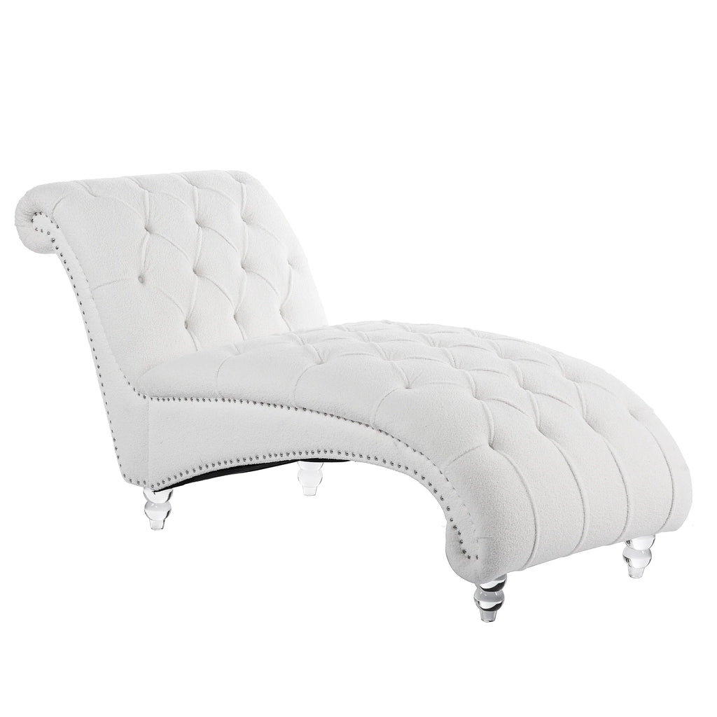 White Tufted Armless Chaise O713