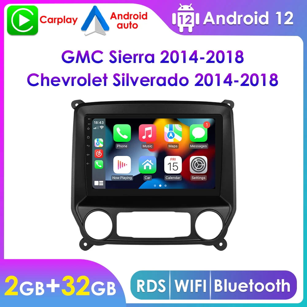 10.1 Touch Screen Android 12 Carplay 32GB Bluetooth GPS Car Stereo Radio W68543