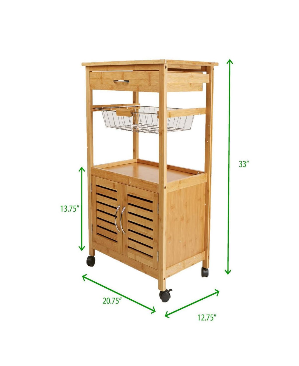 Bamboo Brown 3 Tier Kitchen Cart K465