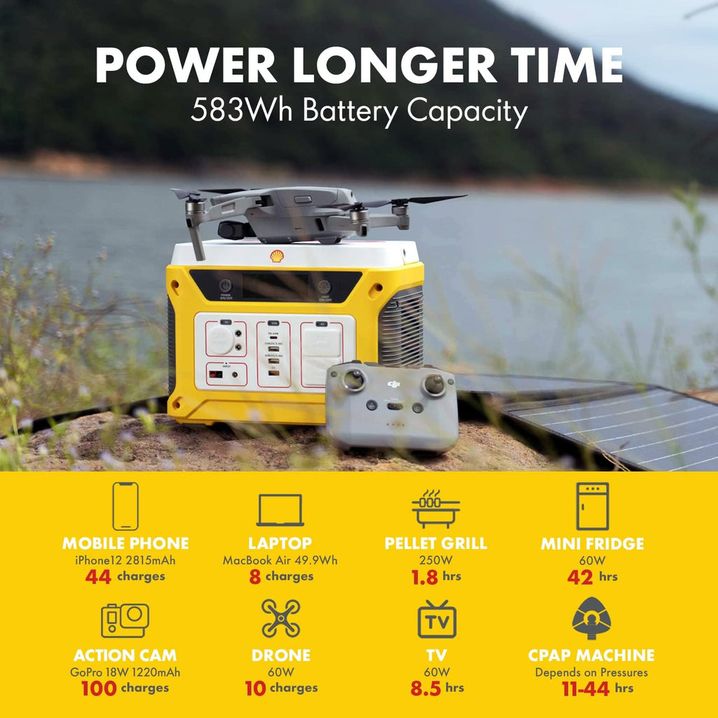 Portable Power Station 500W 583Wh Lithium Battery Solar Generator with 110V AC Outlet C513
