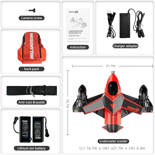 Underwater Scooter Dual Motors 30M Waterproof Red O47152