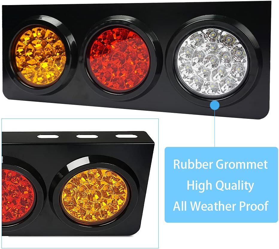 LED Truck Trailer Tail Lights with Iron Bracket Base, 48-LED, 2 PCS W7591