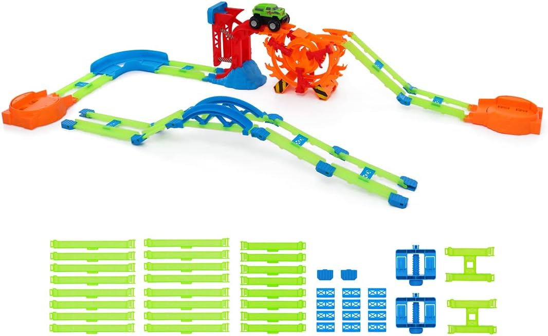 46 Pcs Glow in The Dark Race Car Track Set I215