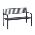 50" Black Metal Outdoor Garden Bench with Slatted Seat P2020
