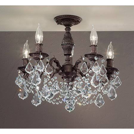 5-Light Semi-Flush Mount Crystal Chandelier X77692