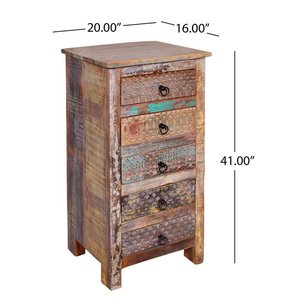 Handmade Wood 5 Drawer Chest E533