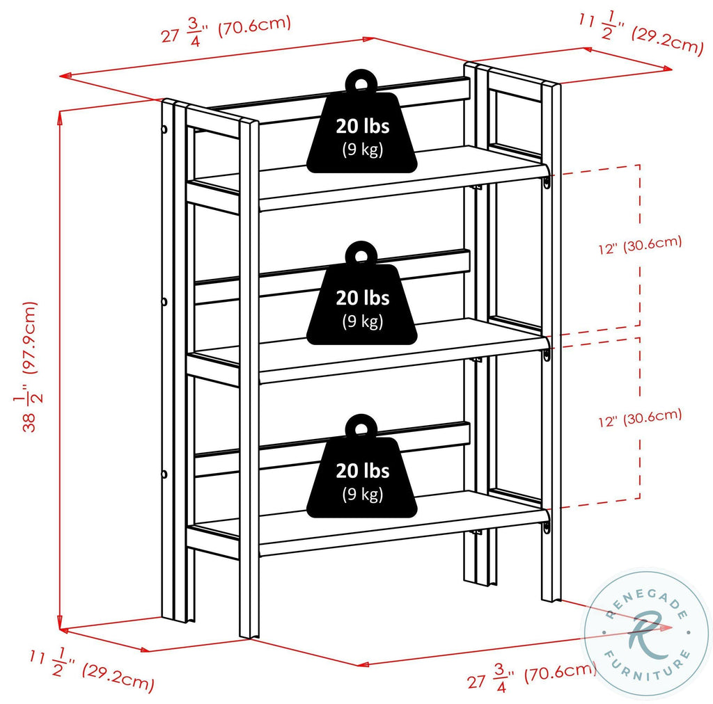 3-Pc Folding Bookcase with Fabric Basket M359