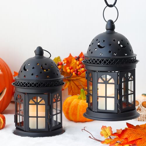 Set of 2 Black Metal Decorative Lanterns Z248479