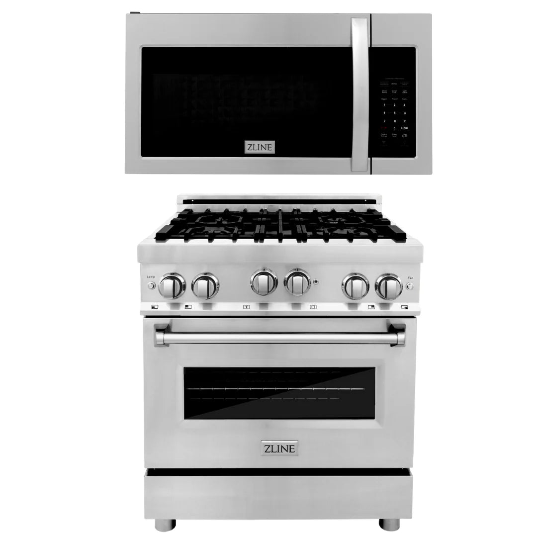 30 in. Dual Fuel Range & Over-the-Range Microwave Appliance Package X19338