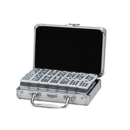 Double 9 Jumbo Two Tone Tile Dominoes with Aluminum Case M83356