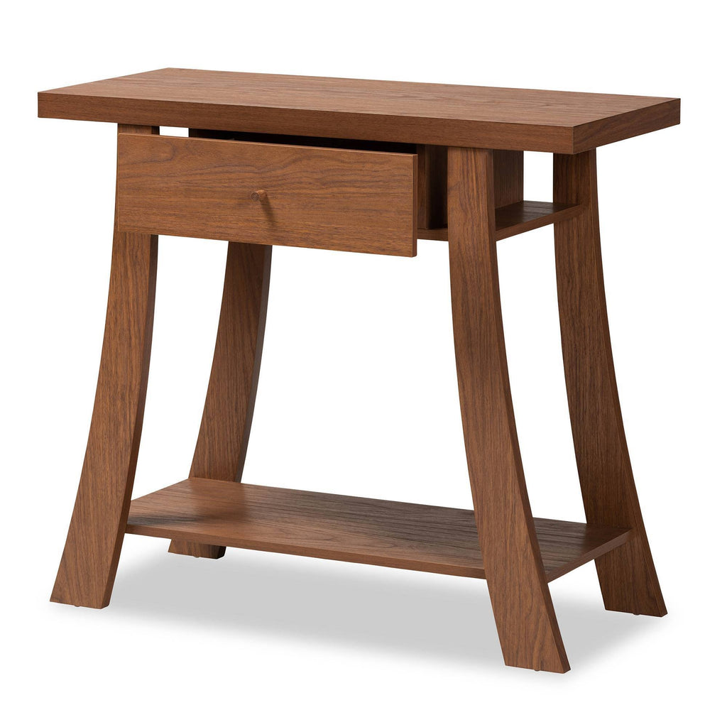 Walnut Brown Finished Wood 1-Drawer Console Table H5008