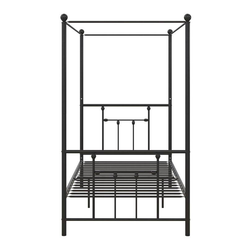 Twin Size Metal Canopy Bed Frame in Black U936