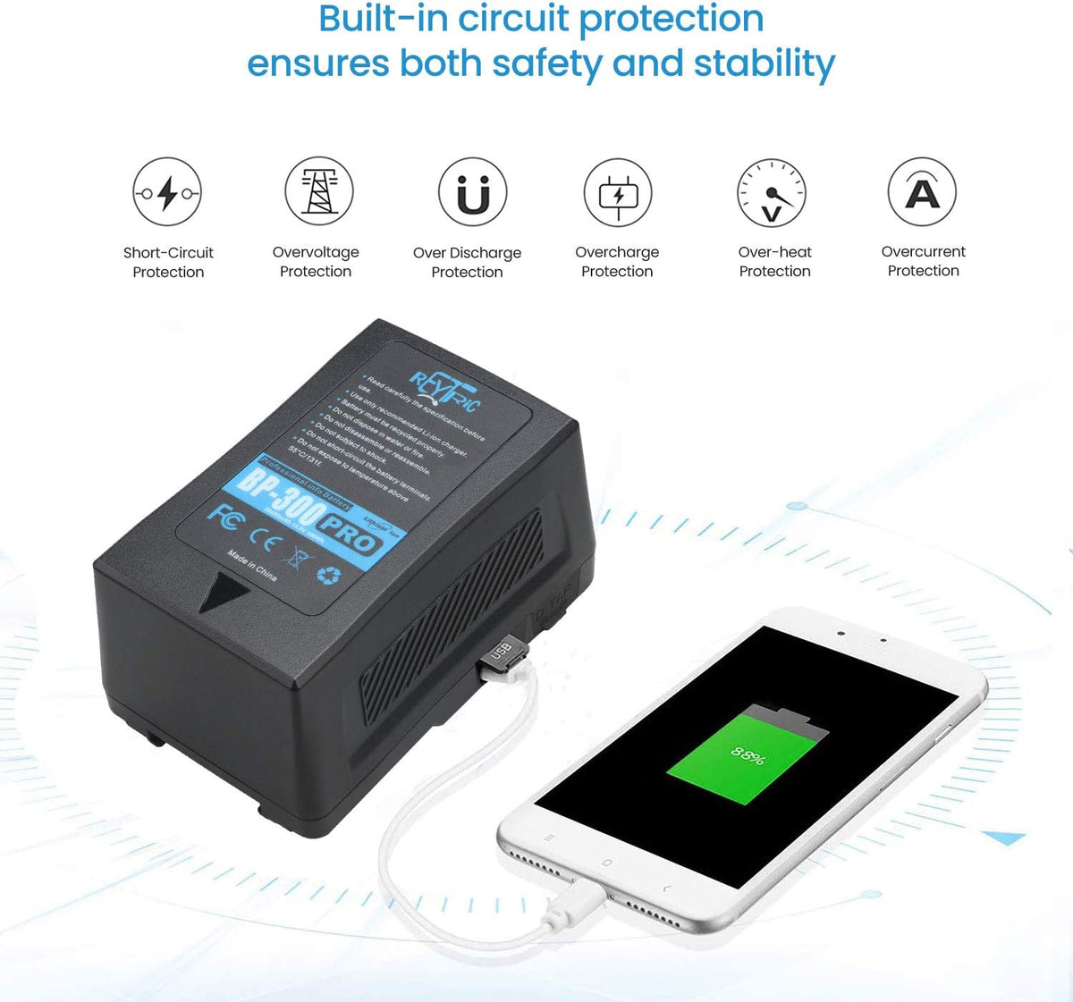 300Wh V Mount Battery with 5A Output D-Tap Charger and D-Tap Cable W616249