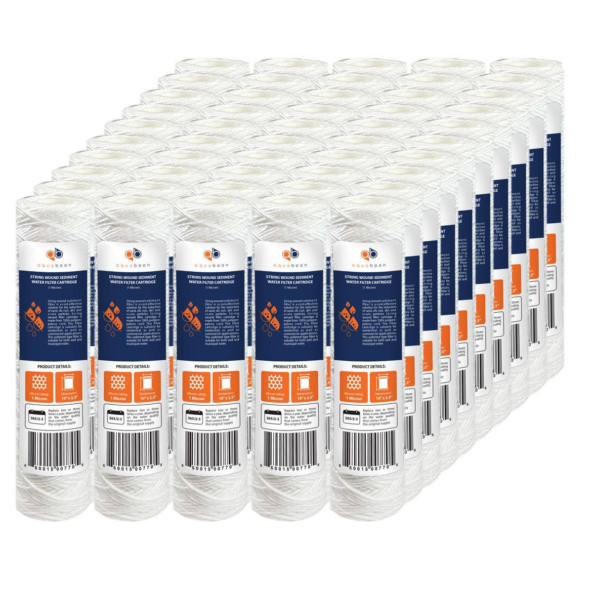 50-Pack 1 Micron Sediment Water Filter Cartridge 10x22x 2.5x22 T672