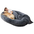 Large Human Dog Bed 72"x48"x10" Black with Washable Fur Cover W935666