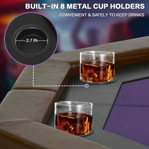 50 inch Foldable Octagon Poker Table with Stainless Steel Cup Holders Q66337