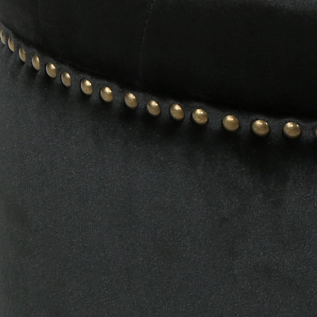 Black Velvet Tufted Ottoman M46730