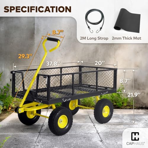Metal Black Garden Cart with 10" Flat-Free Tires S781428