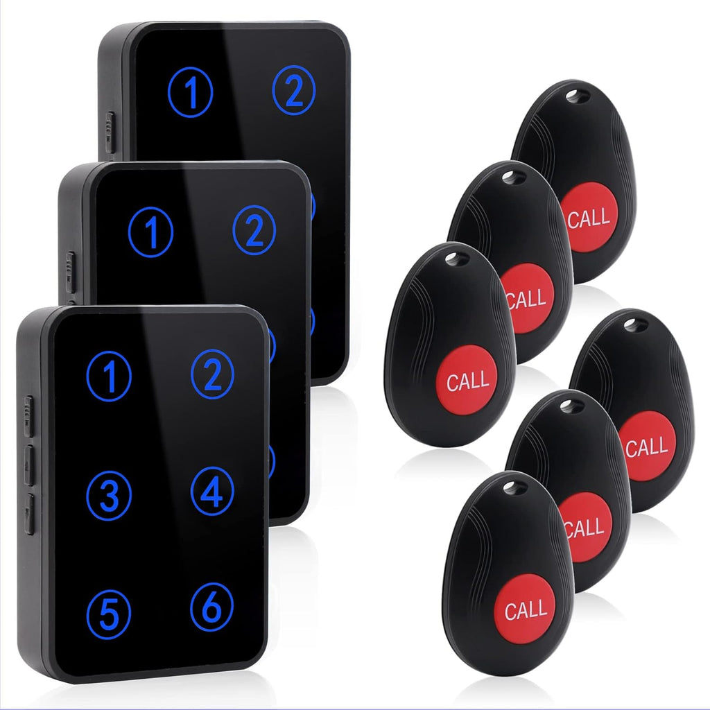 Wireless Caregiver Pager with 3 Number Display Plug-in Receiver 6 Waterproof Transmitters Q1546