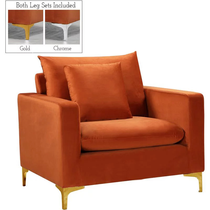 2 Piece Velvet Accent Chair Set in Cognac Orange Q59073