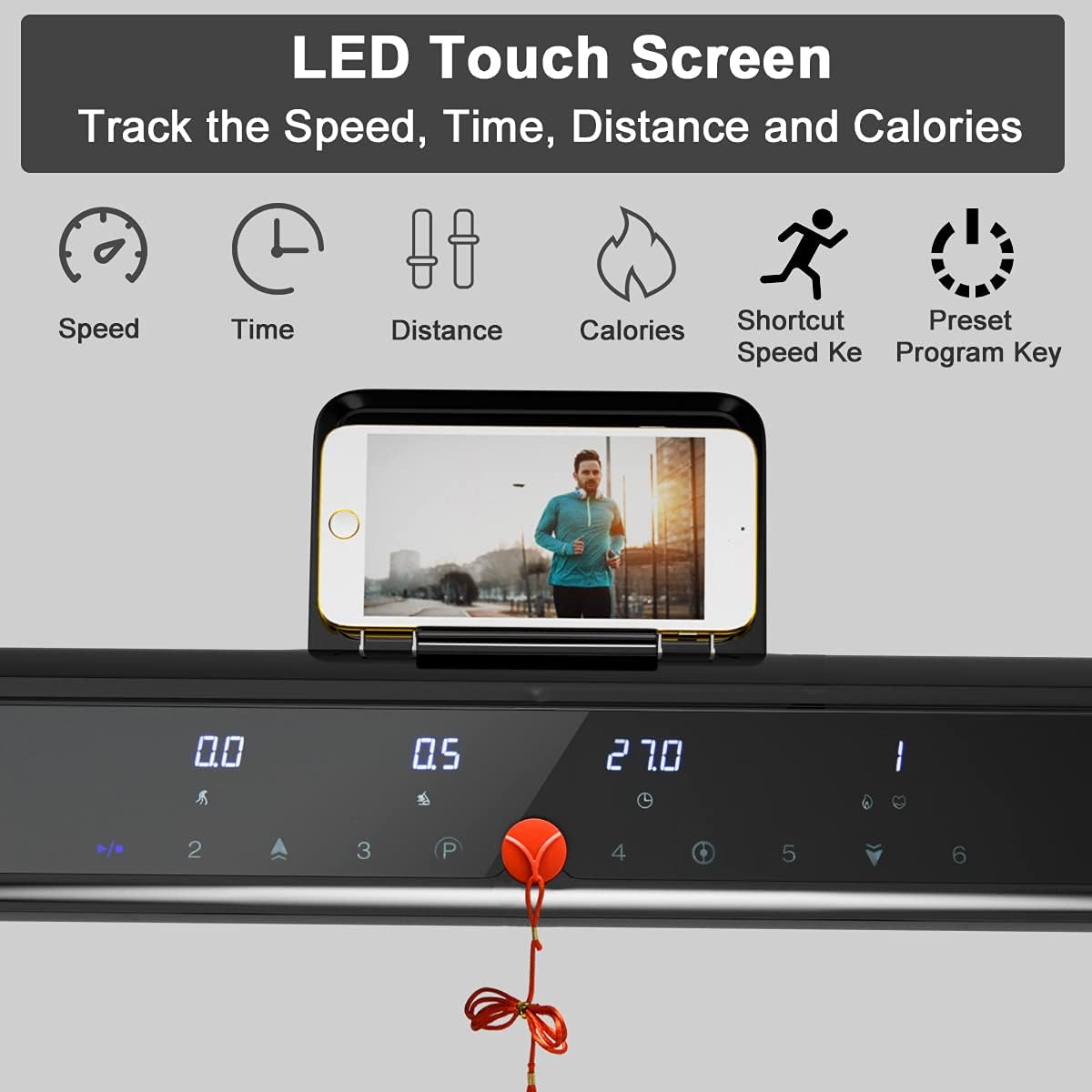 Compact Electric Treadmill with LED Touch Screen I701886