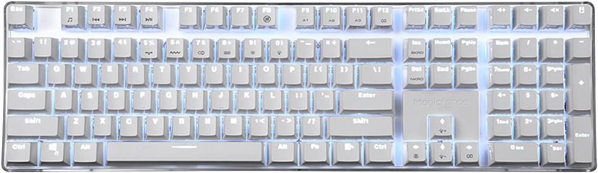 Wired Mechanical Gaming Keyboard Cherry MX Red Switch Backlight 108 Keys Full Size White Case A4106
