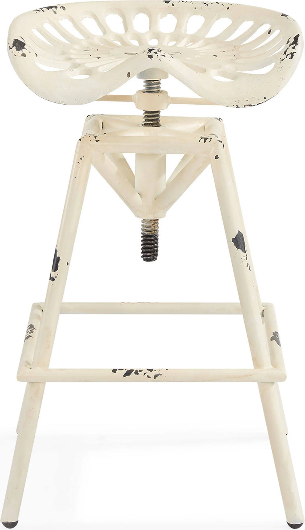 Antique White Industrial Metal Barstool O807