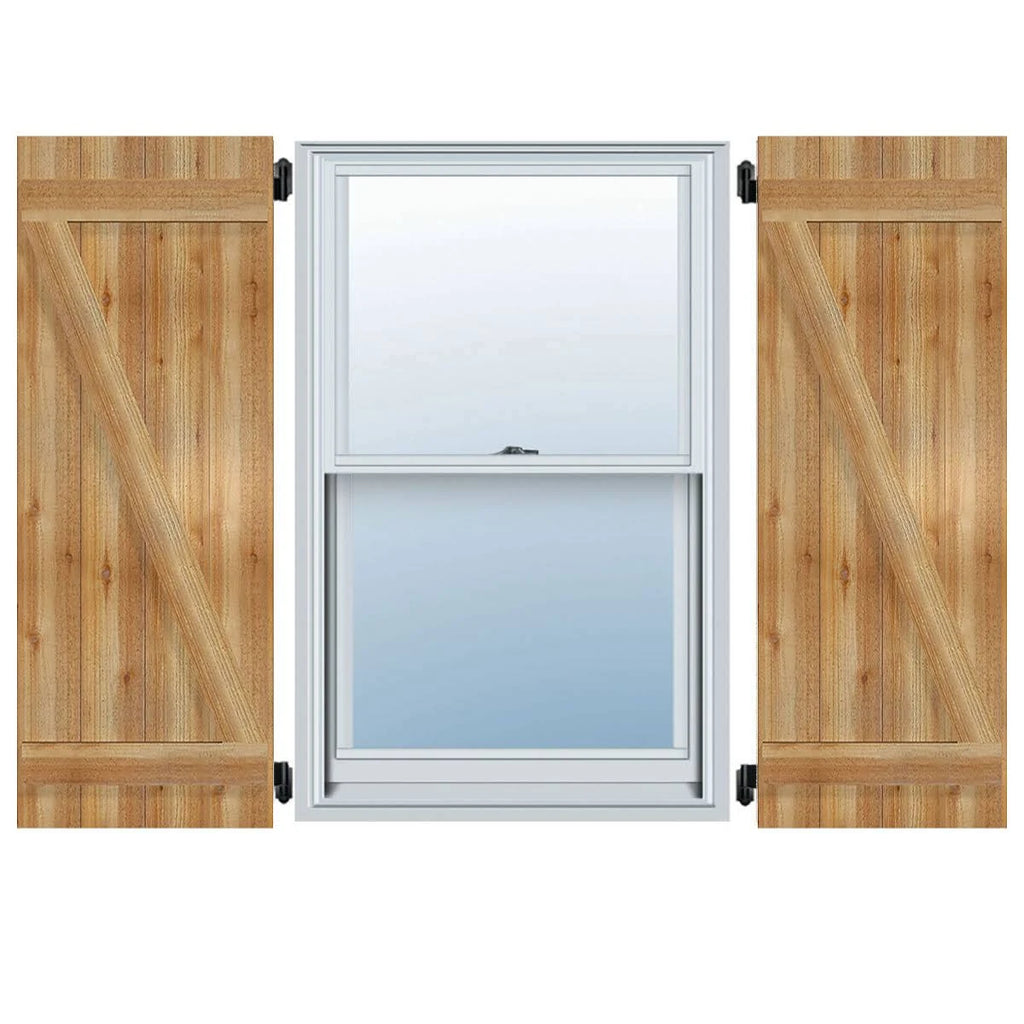 Rough Sawn Western Red Cedar Board-n-Batten Shutters with Z-Bar W25113