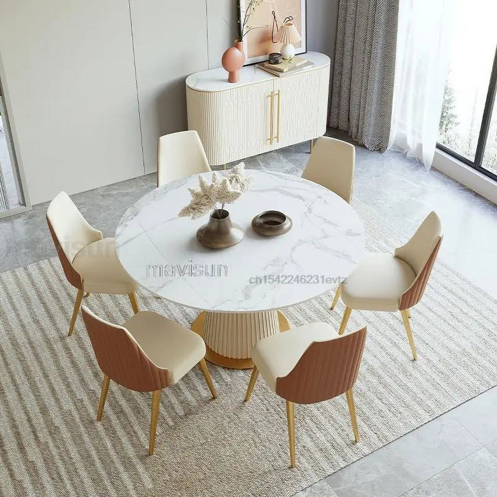 Round Marble Dining Table 6 Chairs R634