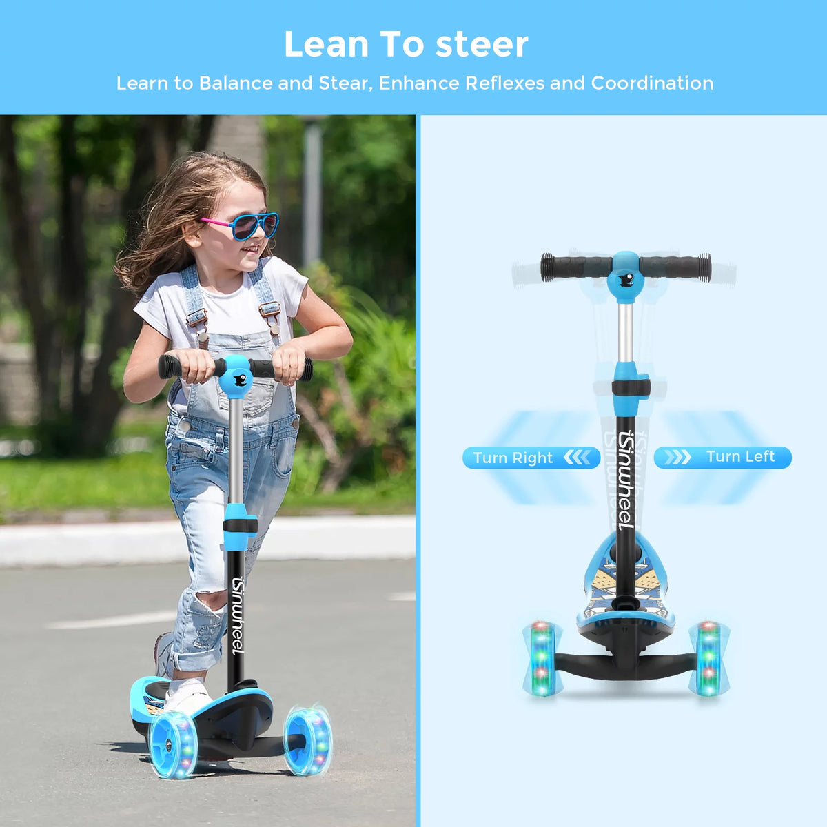 3 Wheel Electric Scooter with Flashing Wheels Q459561
