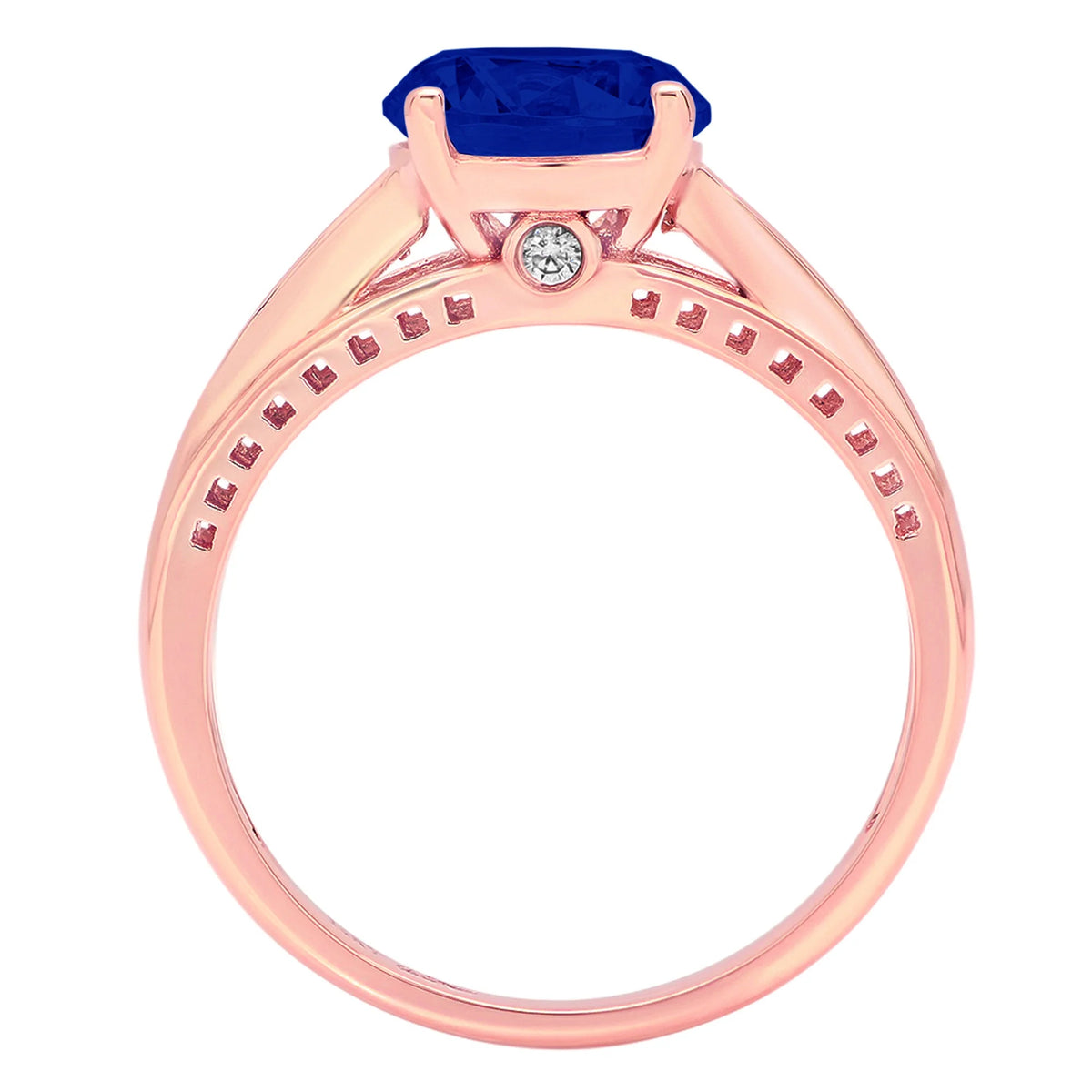 2.21ct Round Cut Simulated Blue Sapphire 14k Rose Gold Ring Size 10.5 U9492