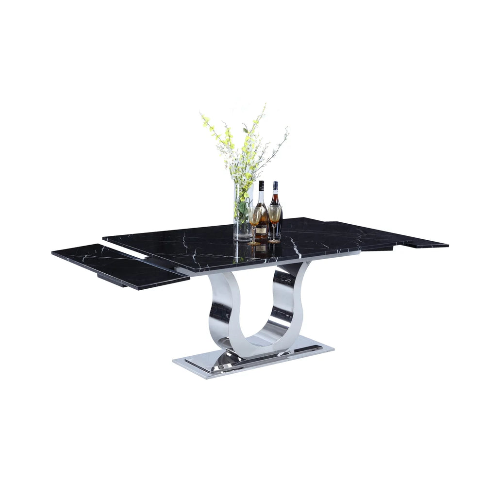 Contemporary Marble Top Extendable Dining Table U757603