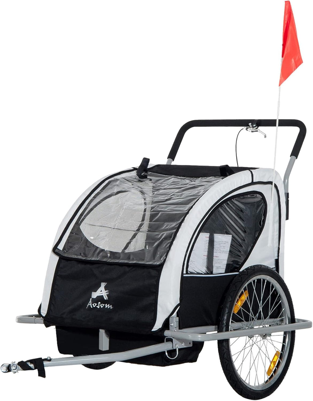 Three-Wheel Bicycle Cargo Trailer with 2 Security Harnesses & Storage W5662
