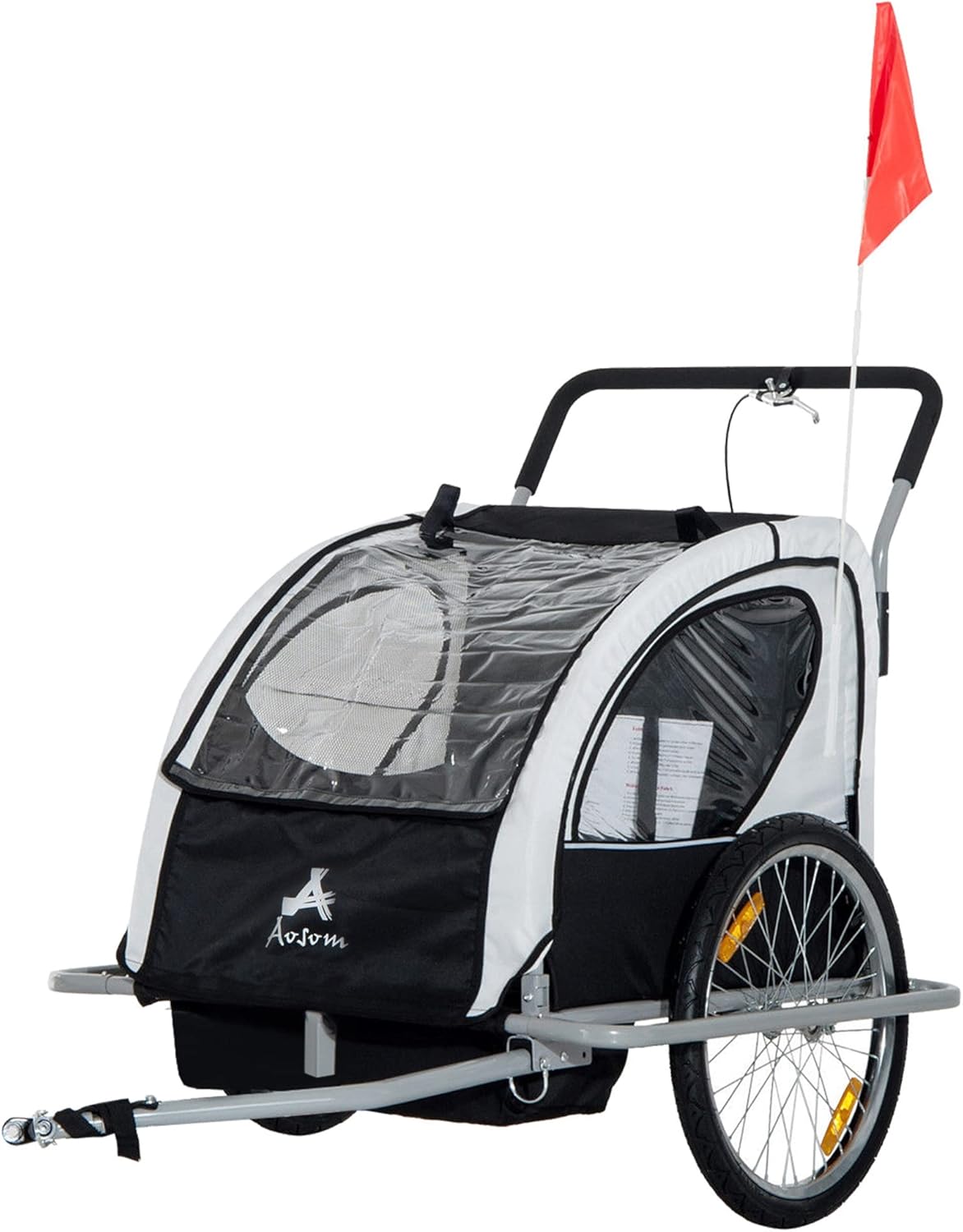 Three-Wheel Bicycle Cargo Trailer with 2 Security Harnesses & Storage W5662