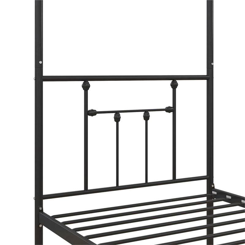 Twin Size Metal Canopy Bed Frame in Black U936