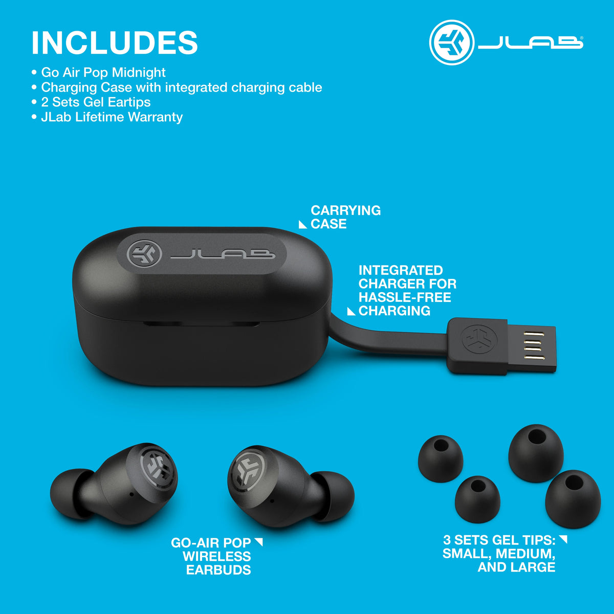 Black True Wireless Bluetooth Earbuds with Charging Case K234